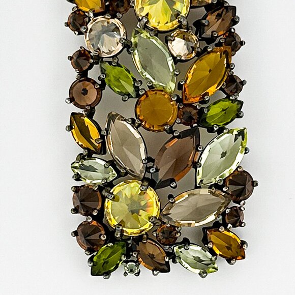 Sterling Silver Pendant | Brown Orange & Yellow Rhinestone Charm | 925 - Picture 4 of 9